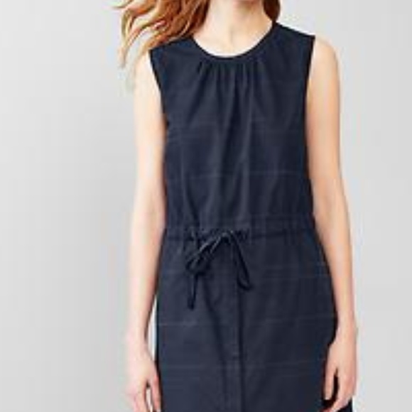 GAP Navy Burnout Stripe Tie Waist Cotton Dress L - Picture 3 of 4